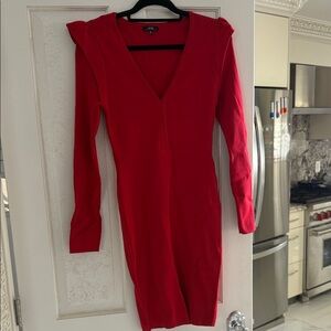 Fashion Nova Vibrant Red Long Sleeve Dress